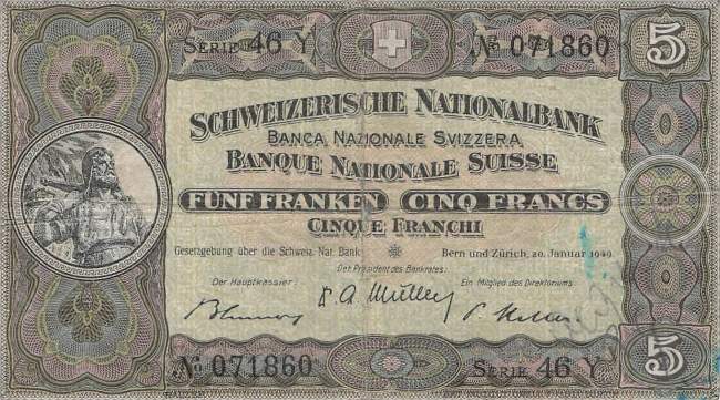 Schweiz 5 Franken 1949